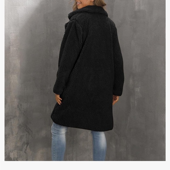 Teddy oversized black warm fleece jacket - Picture 7 of 8